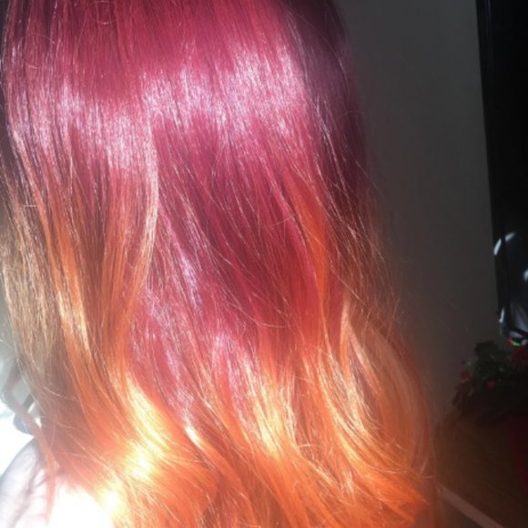 Futura synthetic middle part lace front wig dark rooted Ombre burgundy to Orange - Picture 12 of 12